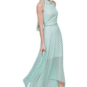 WHBM Gingham Soft Maxi Dress Womens Sz 10 Halter Neck Tie+Smocked Back Bohemian